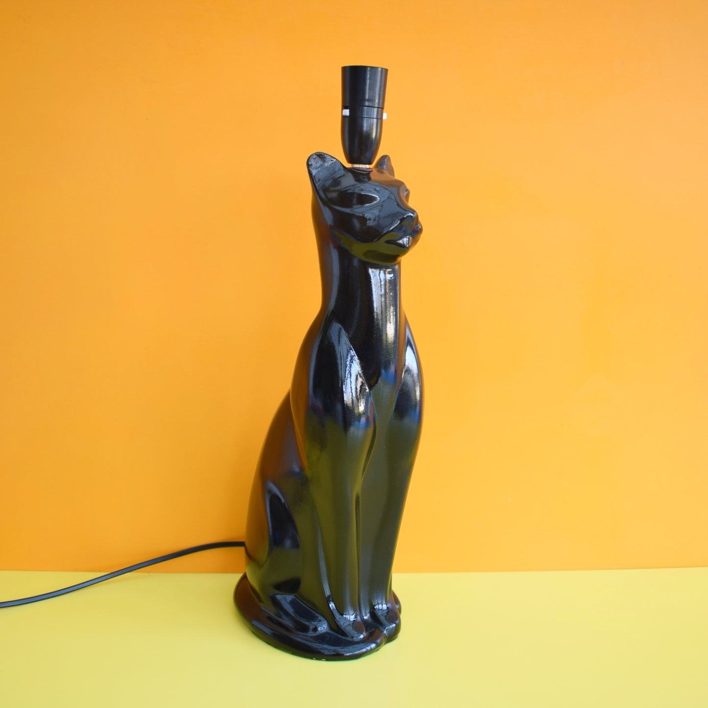 Vintage 1950s Cat Lamp - Heals Cat Style - Black