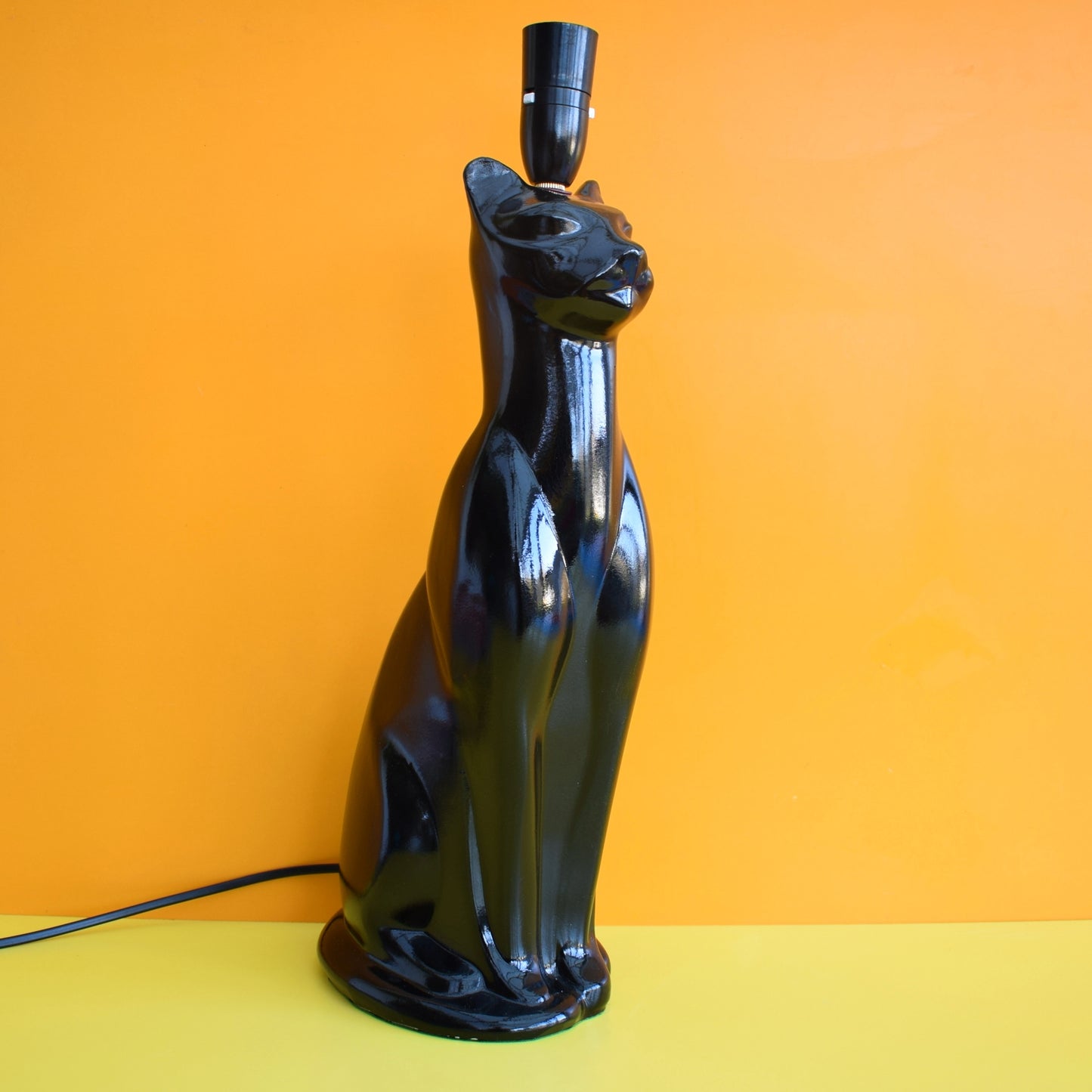 Vintage 1950s Cat Lamp - Heals Cat Style - Black