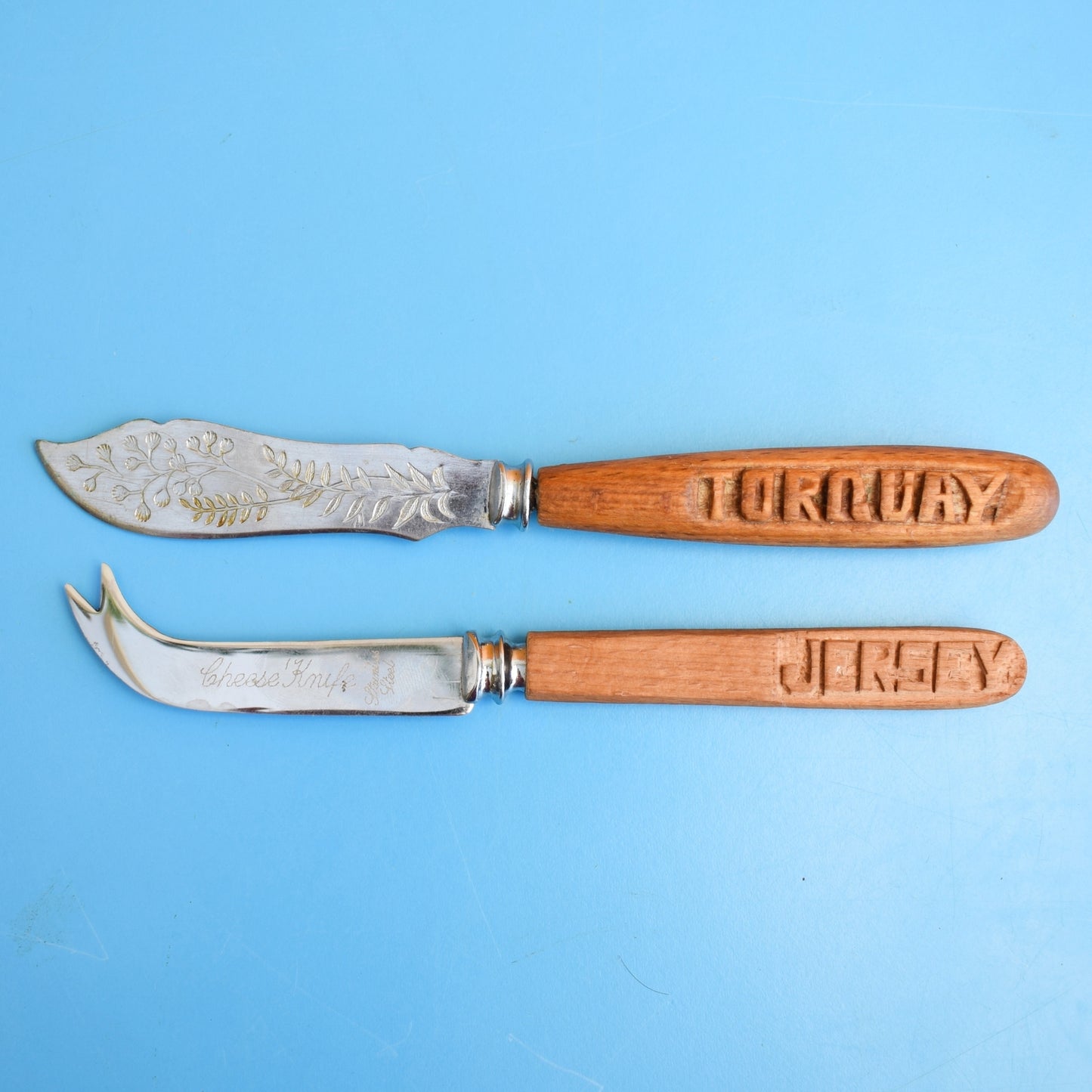 Vintage 1960s Carved Butter & Cheese Knives