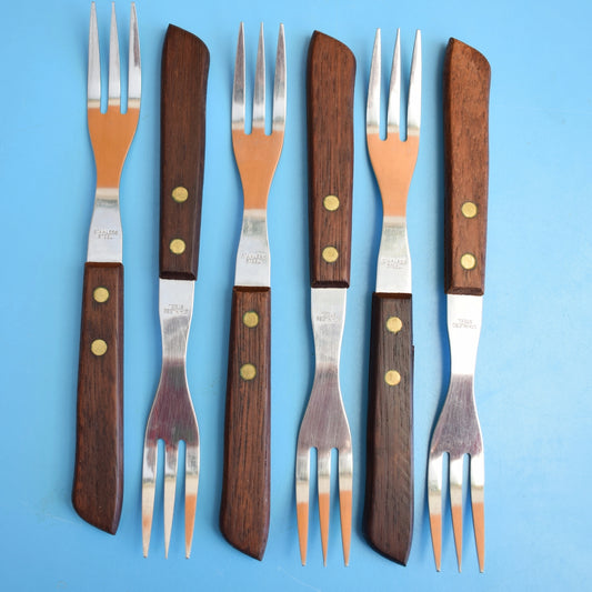 Vintage 1960s Rosewood / Stainless Steel Forks