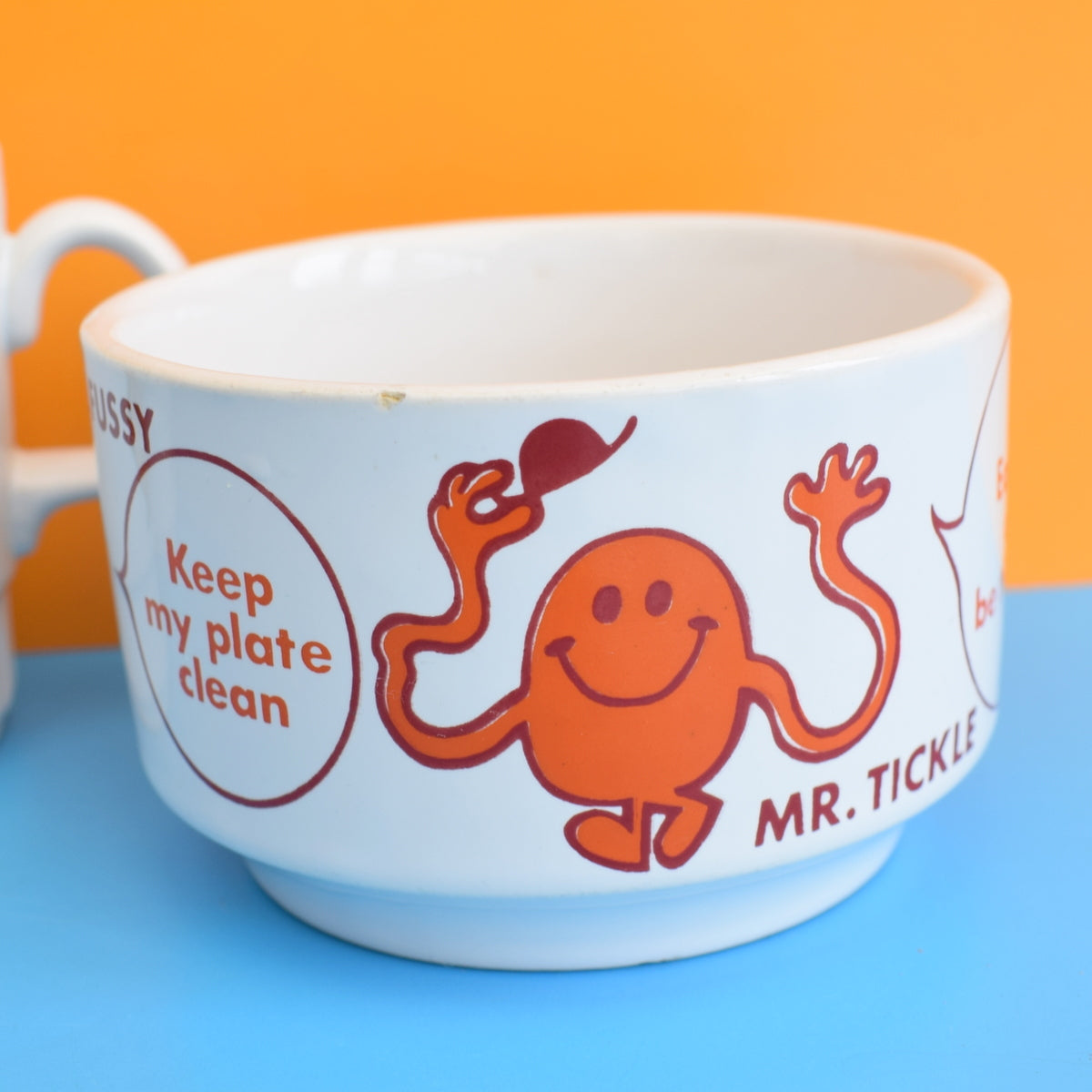 Vintage 1970s Mr Men Bowl - Mr Fussy, Mr Tickle & Mr Happy ...