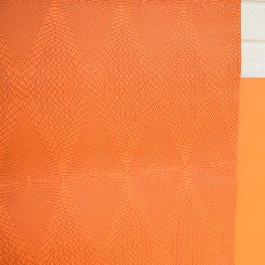 Vintage 1960s Vinyl Textured Wallpaper - Orange Geometric / Op Art