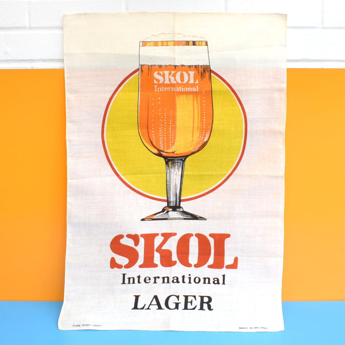 Vintage 1970s Cotton Tea Towel - Skol Larger