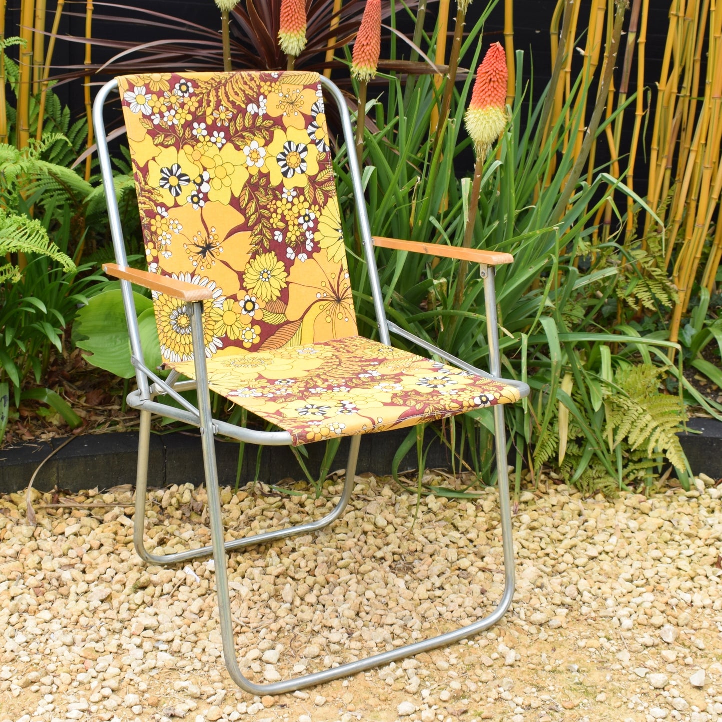 Vintage 1960s Garden Chair -Flower - Yellow