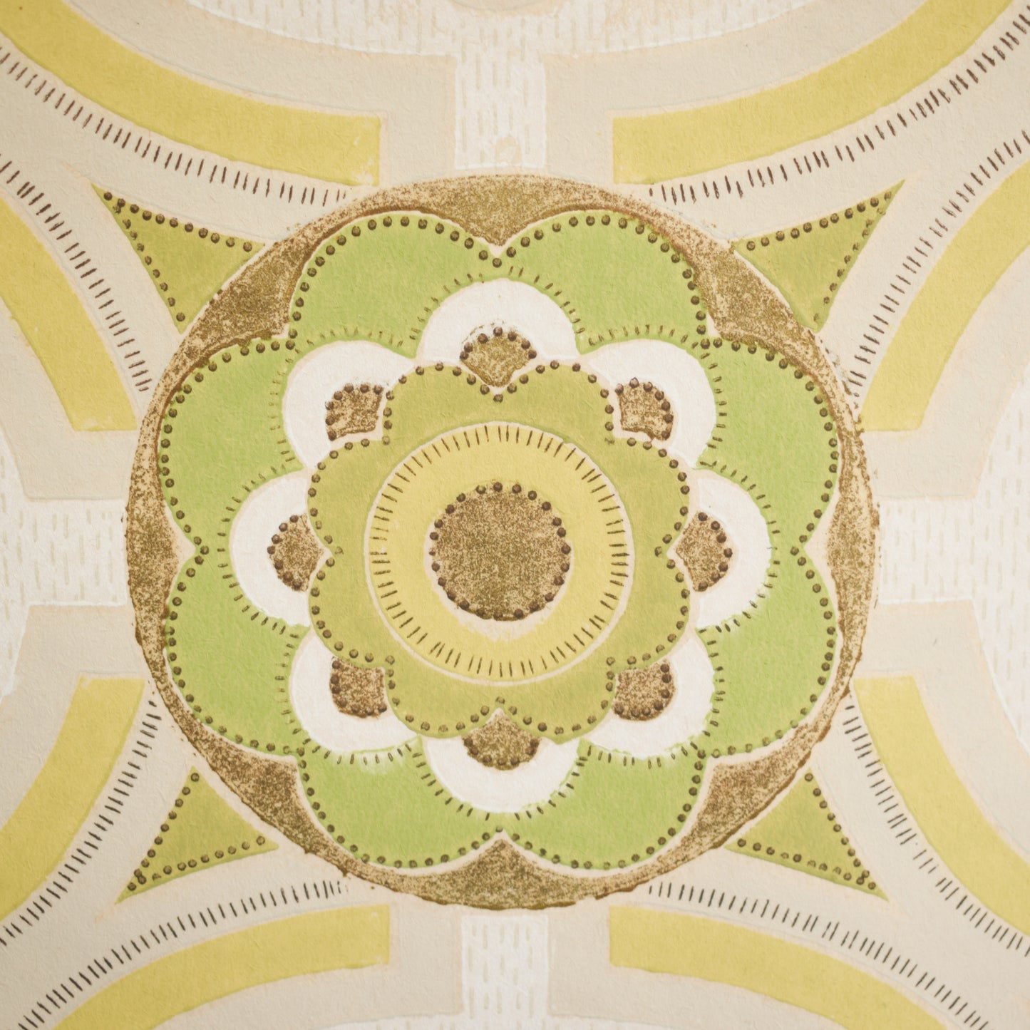 Vintage 1970s Flower Wallpaper - Green