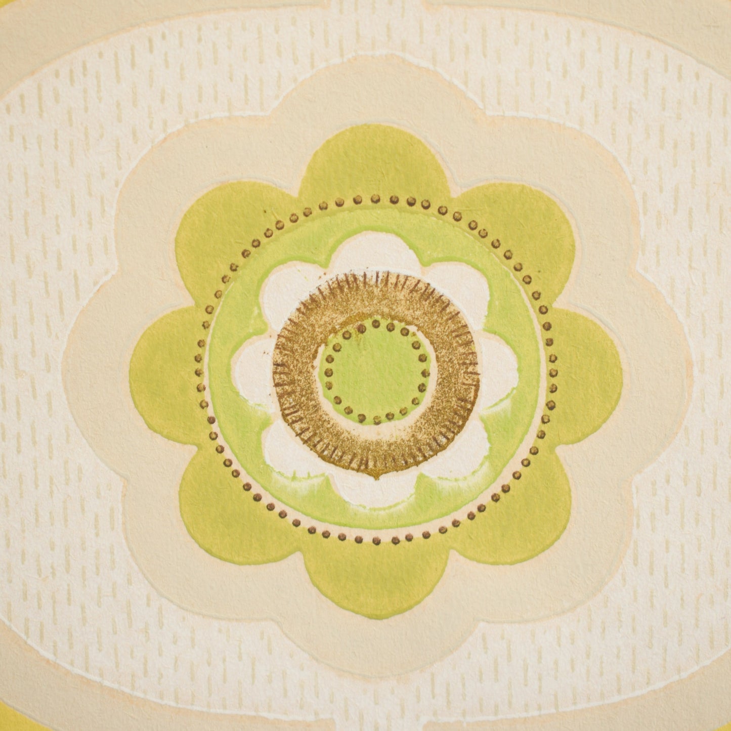 Vintage 1970s Flower Wallpaper - Green