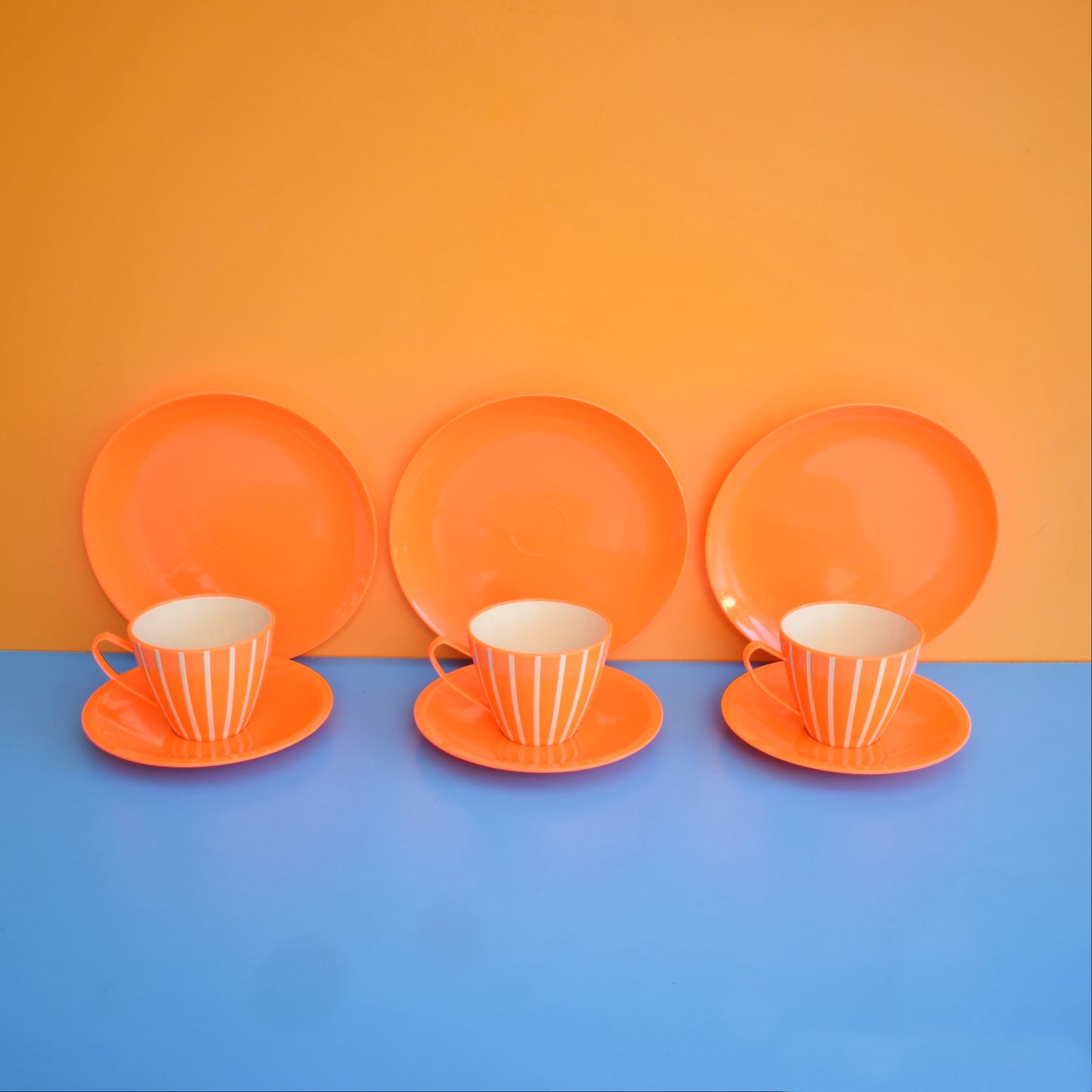 Vintage 1970s Plastic Set - Flo Orange