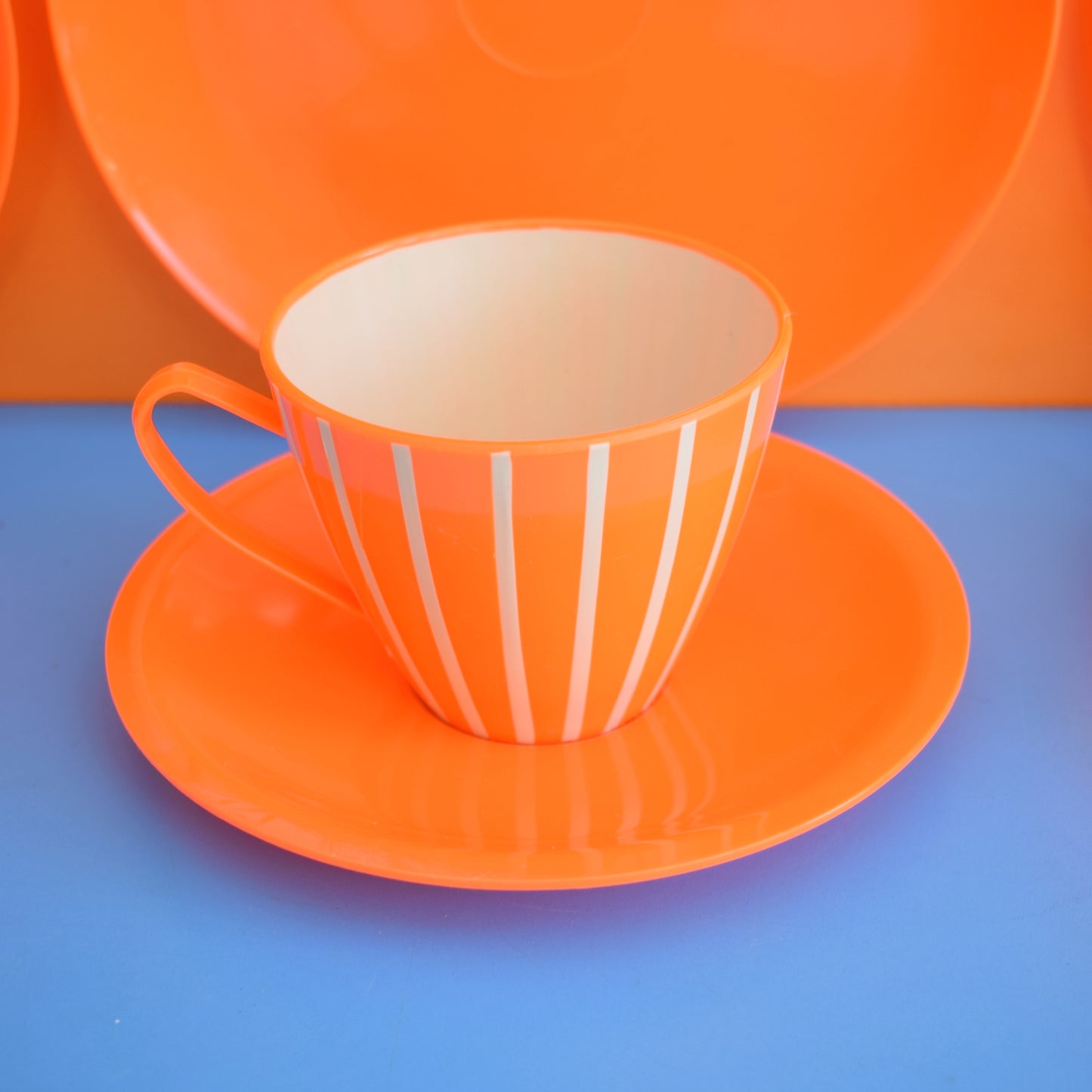 Vintage 1970s Plastic Set - Flo Orange