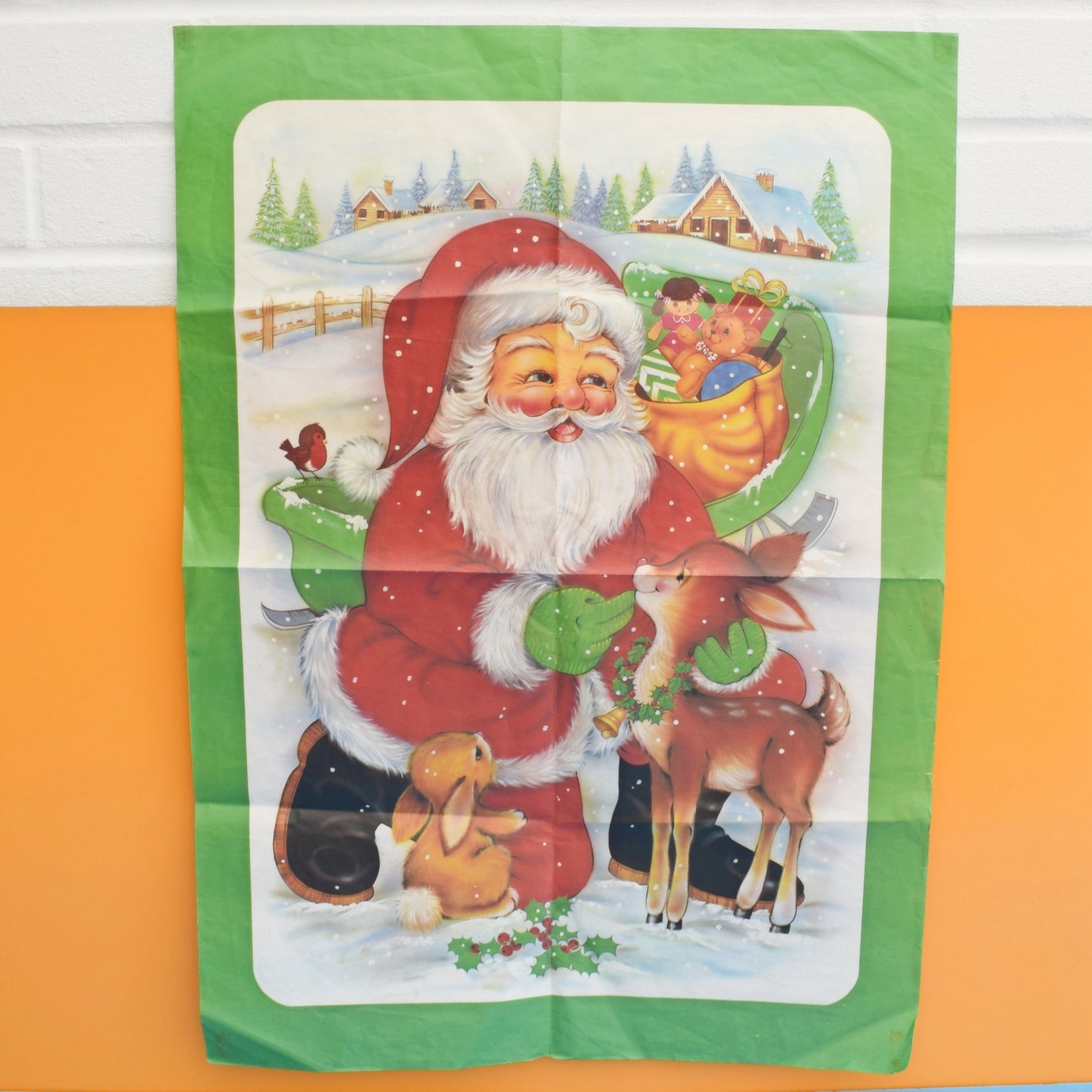 Vintage 1970s Christmas Poster- Santa