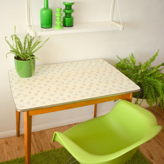 Vintage 1950s Formica Table - Fantastic Printed Formica - Ideal Desk, Black & White