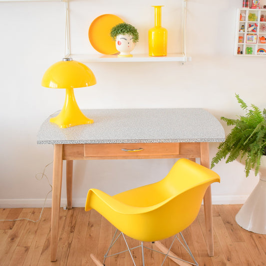 Vintage 1950s Formica Table - Fantastic Printed Formica - Ideal Desk, Grey