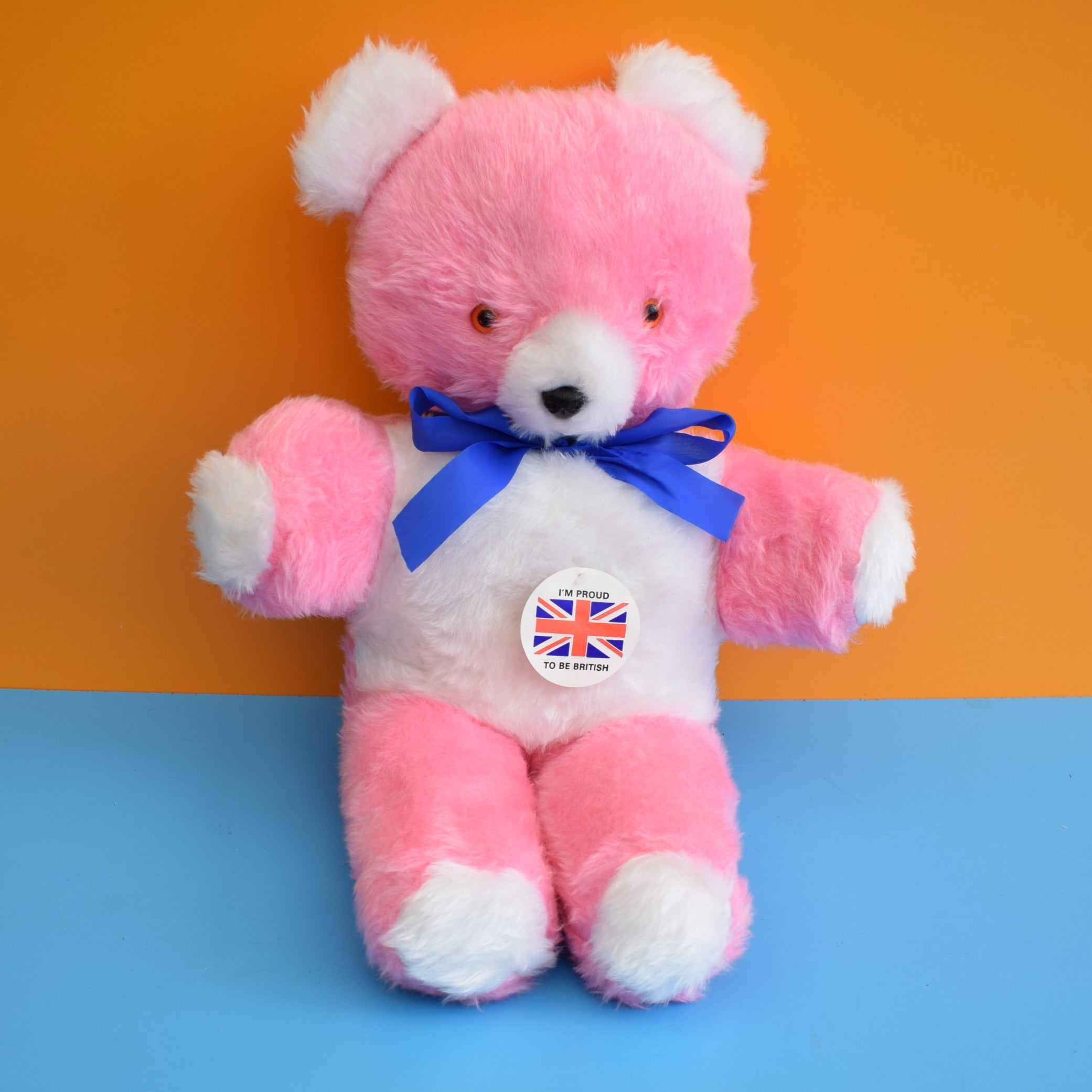 Vintage 1960s Teddy Bears Made in England Pink Blue