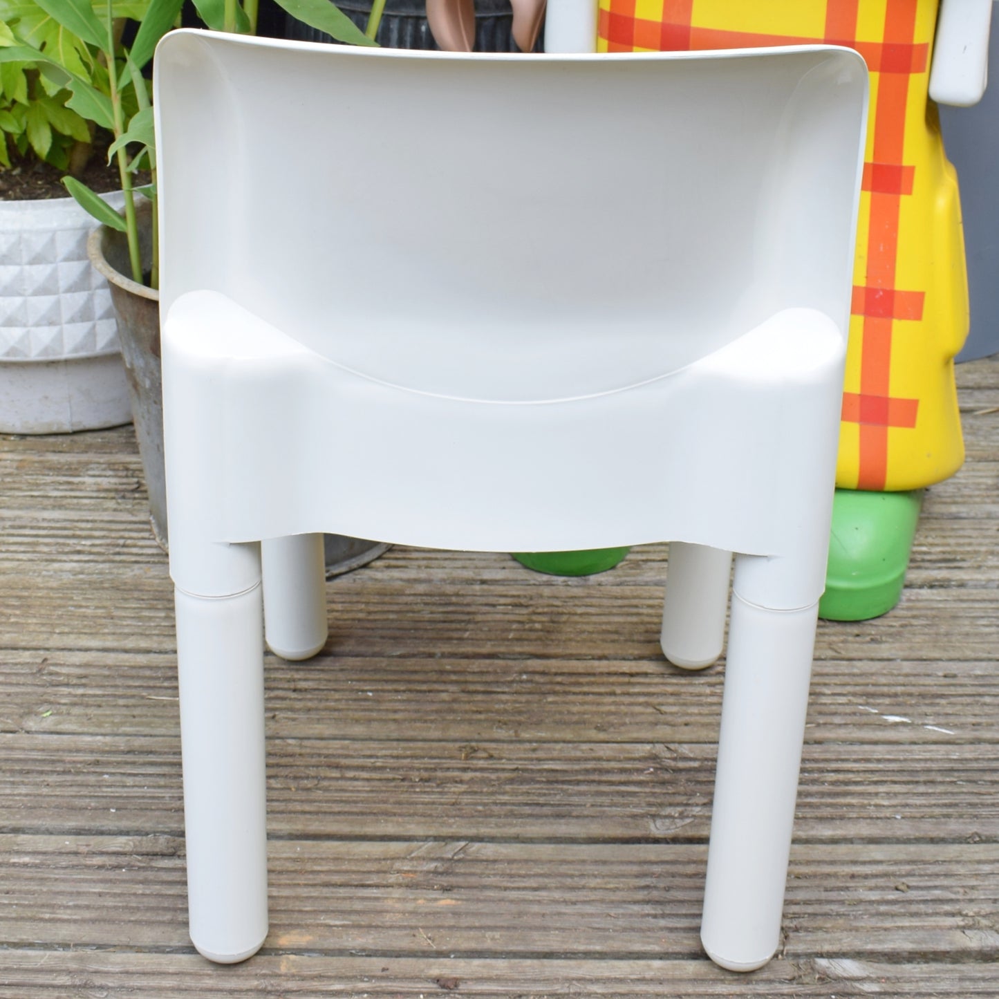 Vintage 1970s Kartell Plastic Chair - White