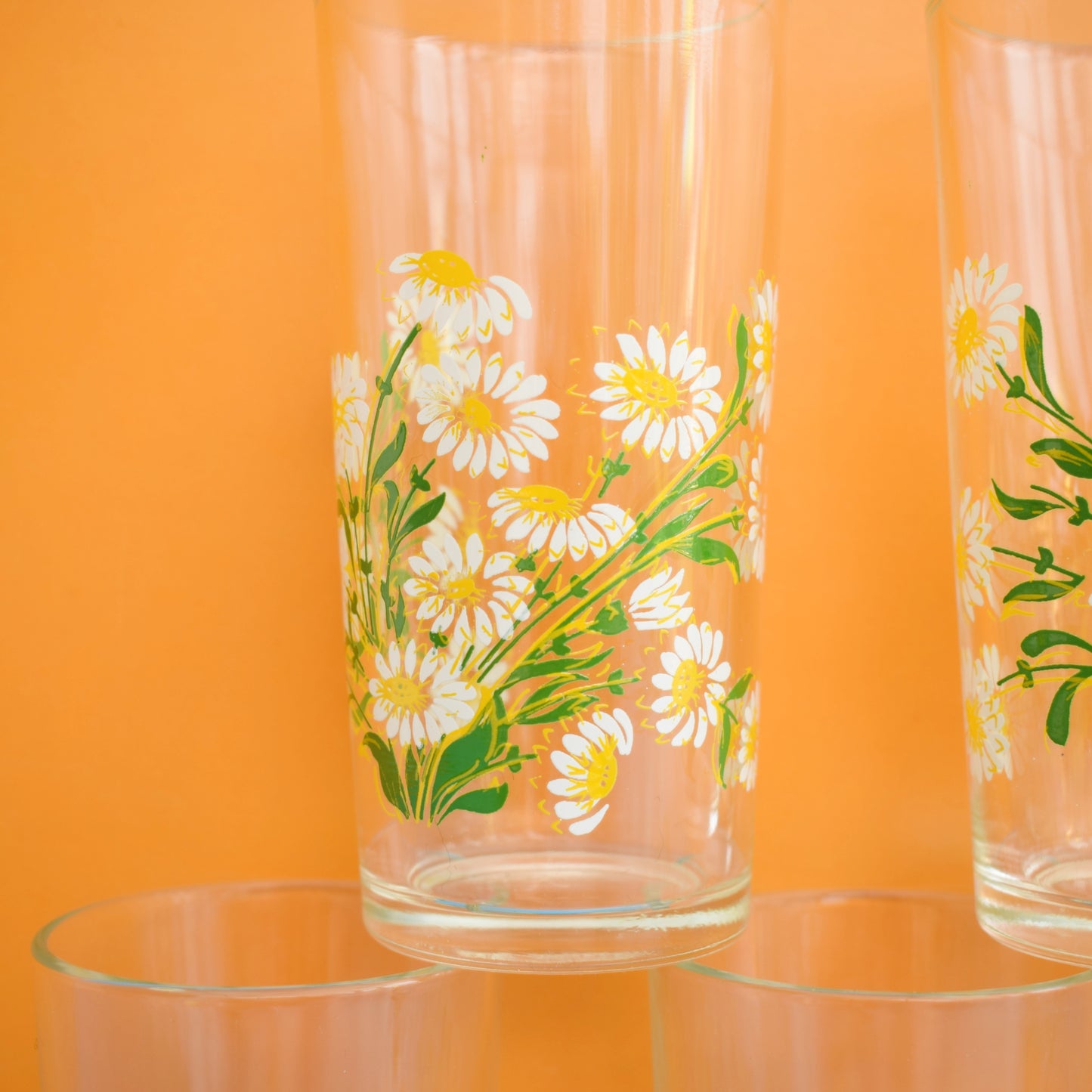 Vintage 1970s Pretty Drinking Glasses x6