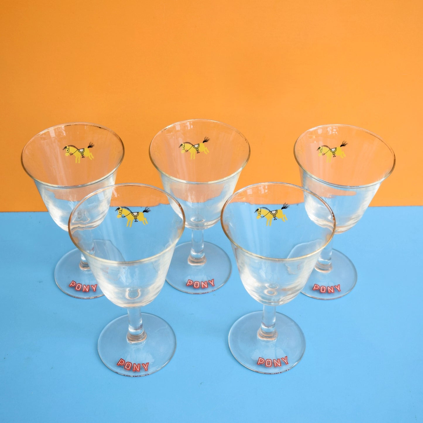 Vintage 1970s Pony Glasses - Yellow