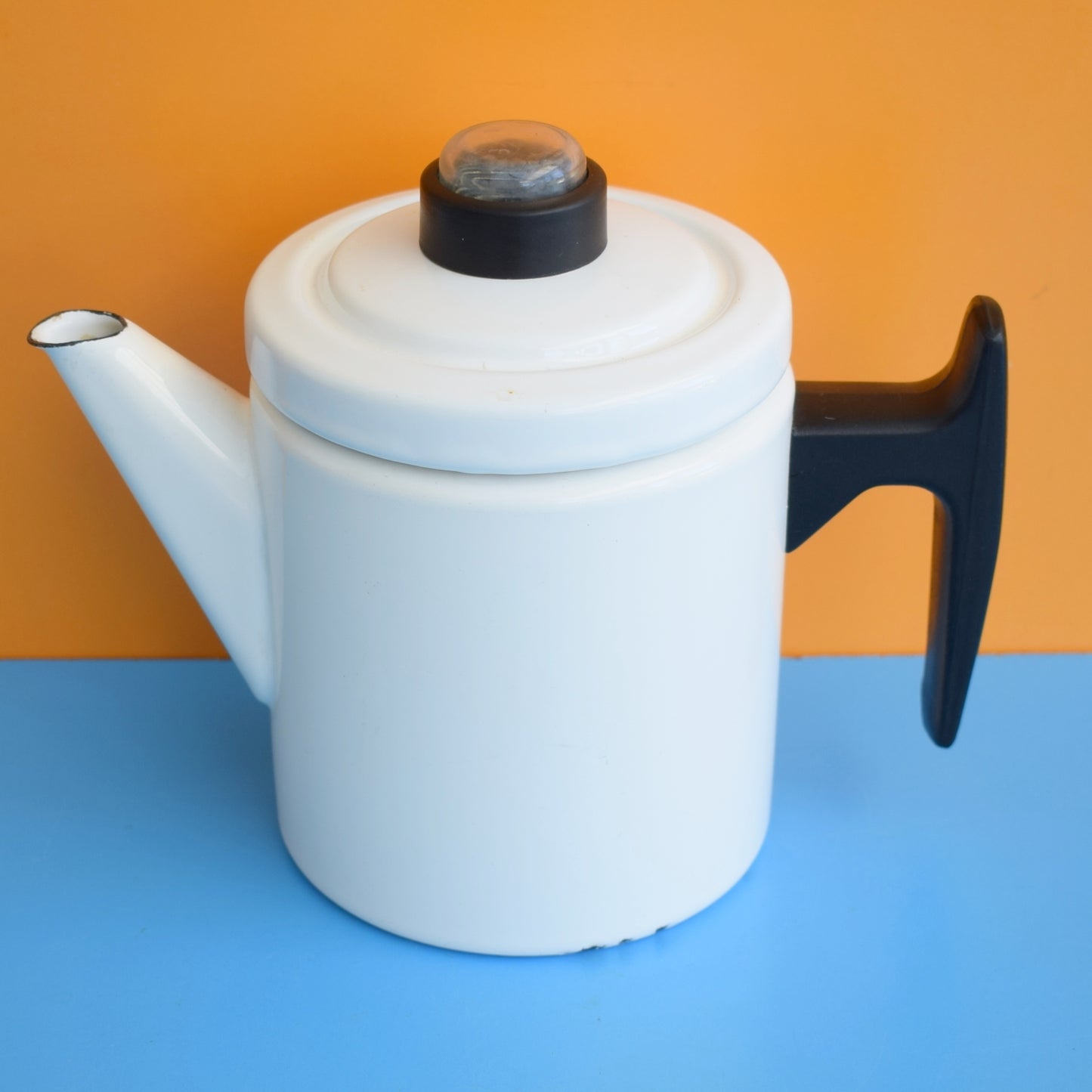 Vintage 1960s Enamel Coffee Pot - Finel