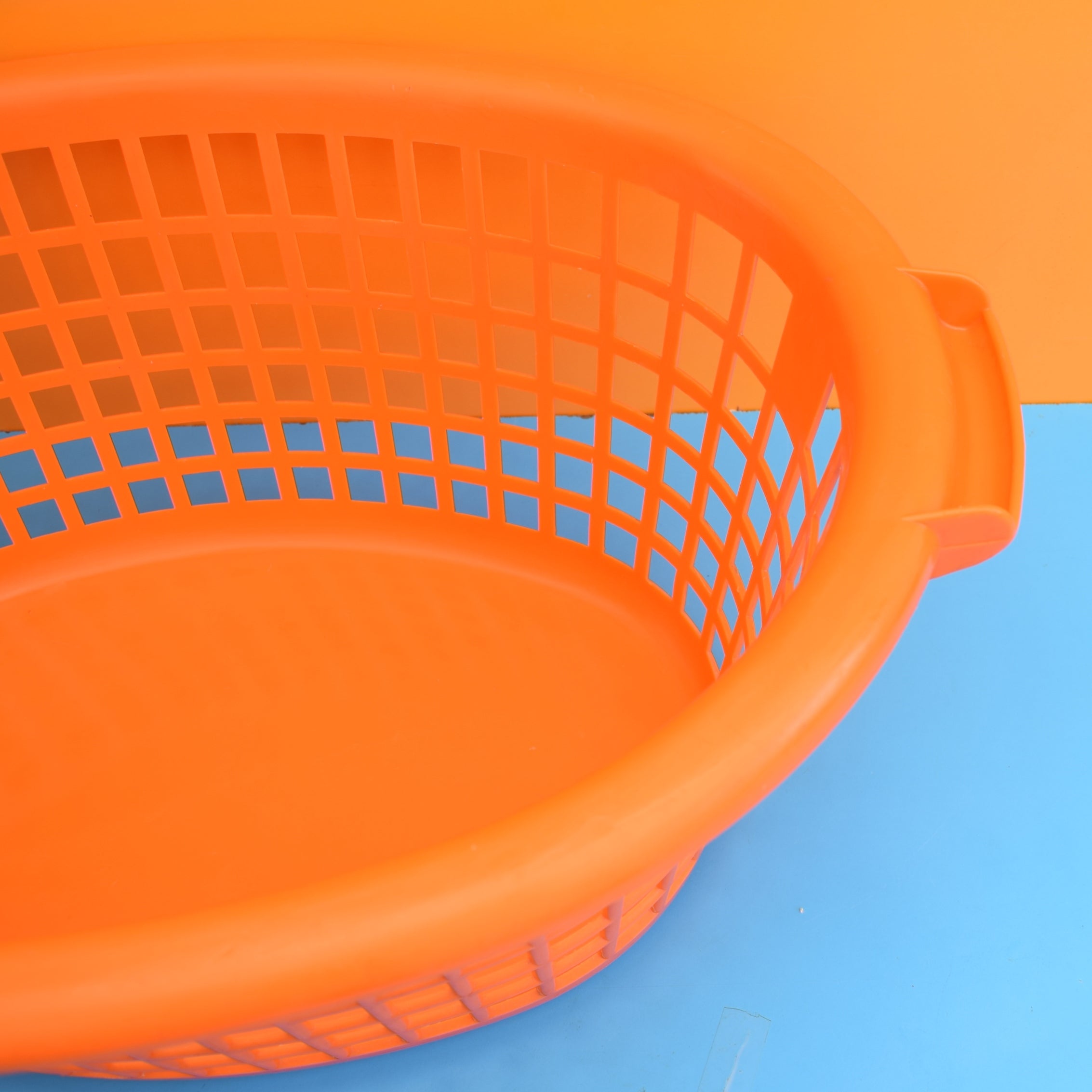 Vintage 1970s Plastic Washing Basket Orange