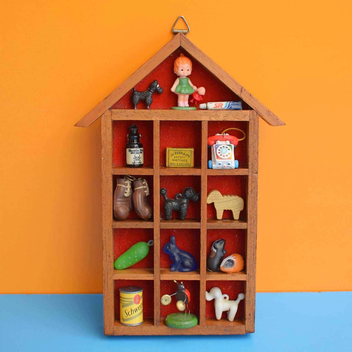 Vintage 1950s Mini Wooden Display Shelf