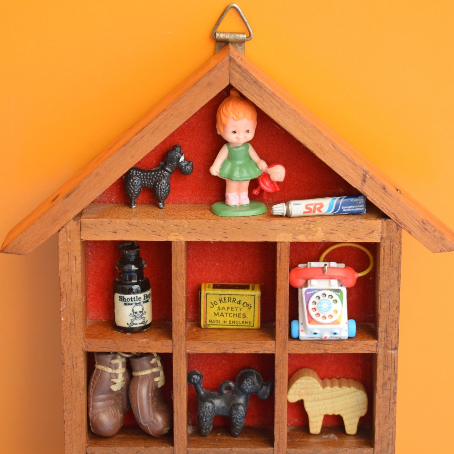 Vintage 1950s Mini Wooden Display Shelf