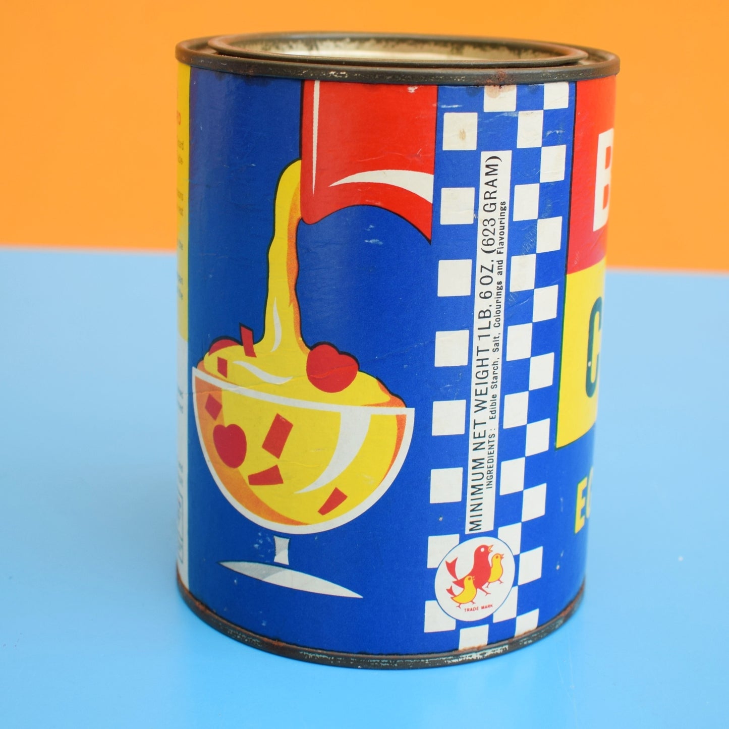 Vintage 1960s Large Birds Custard Powder Tin