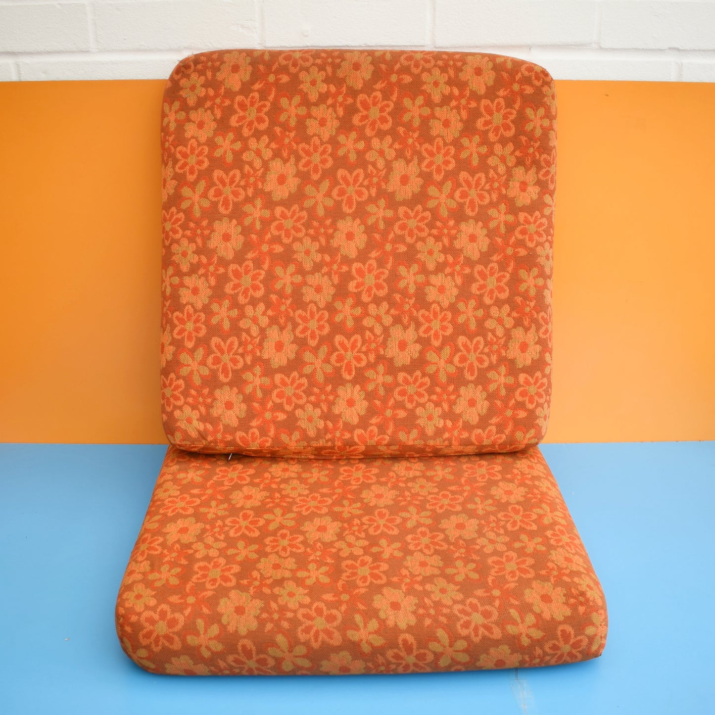 Vintage 1960s Foam Cushions-  Flower Power - Orange