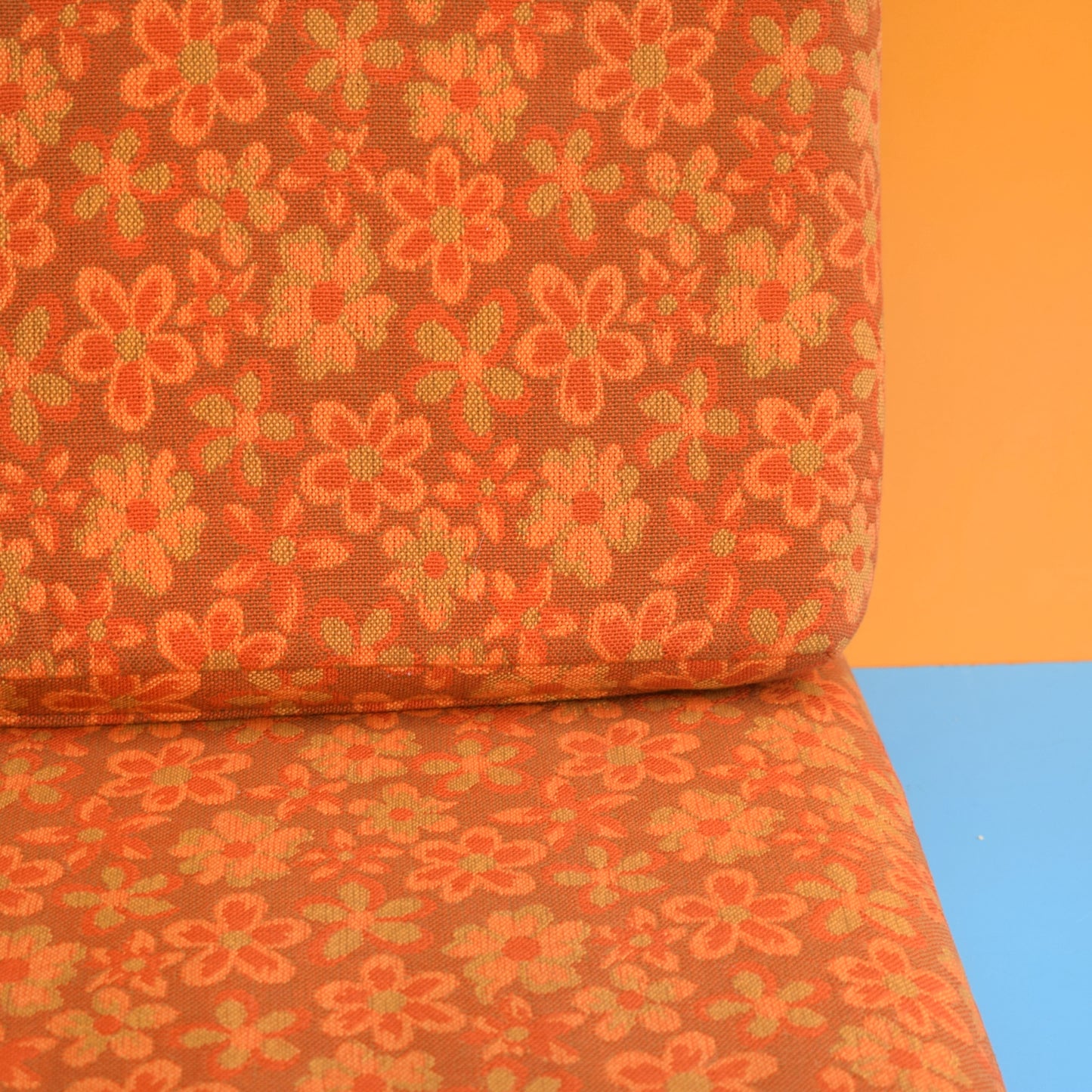 Vintage 1960s Foam Cushions-  Flower Power - Orange