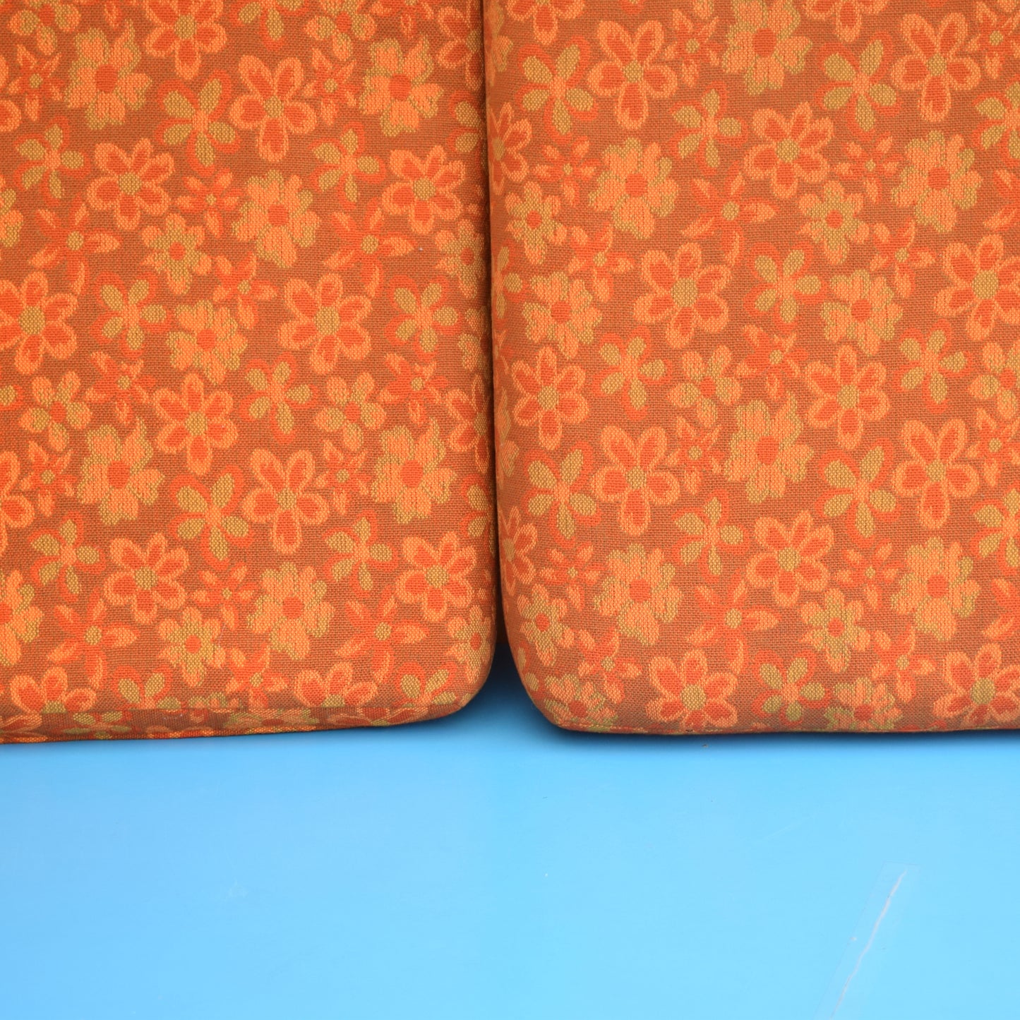 Vintage 1960s Foam Cushions-  Flower Power - Orange