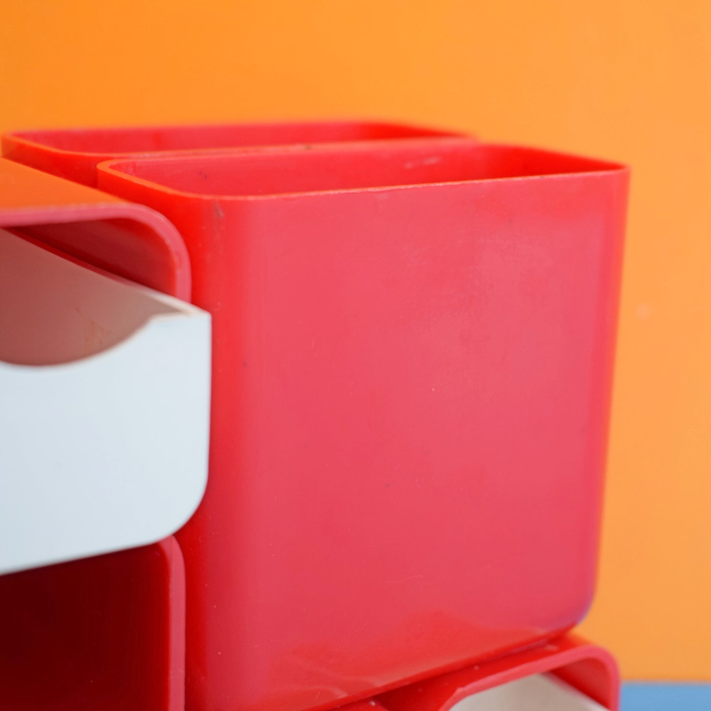 Vintage 1970s Plastic Mini Desk Tidy / Drawers - Red