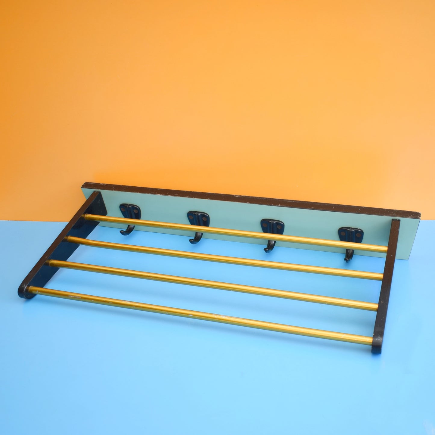 Vintage 1960s Wall Hook Rack - Formica