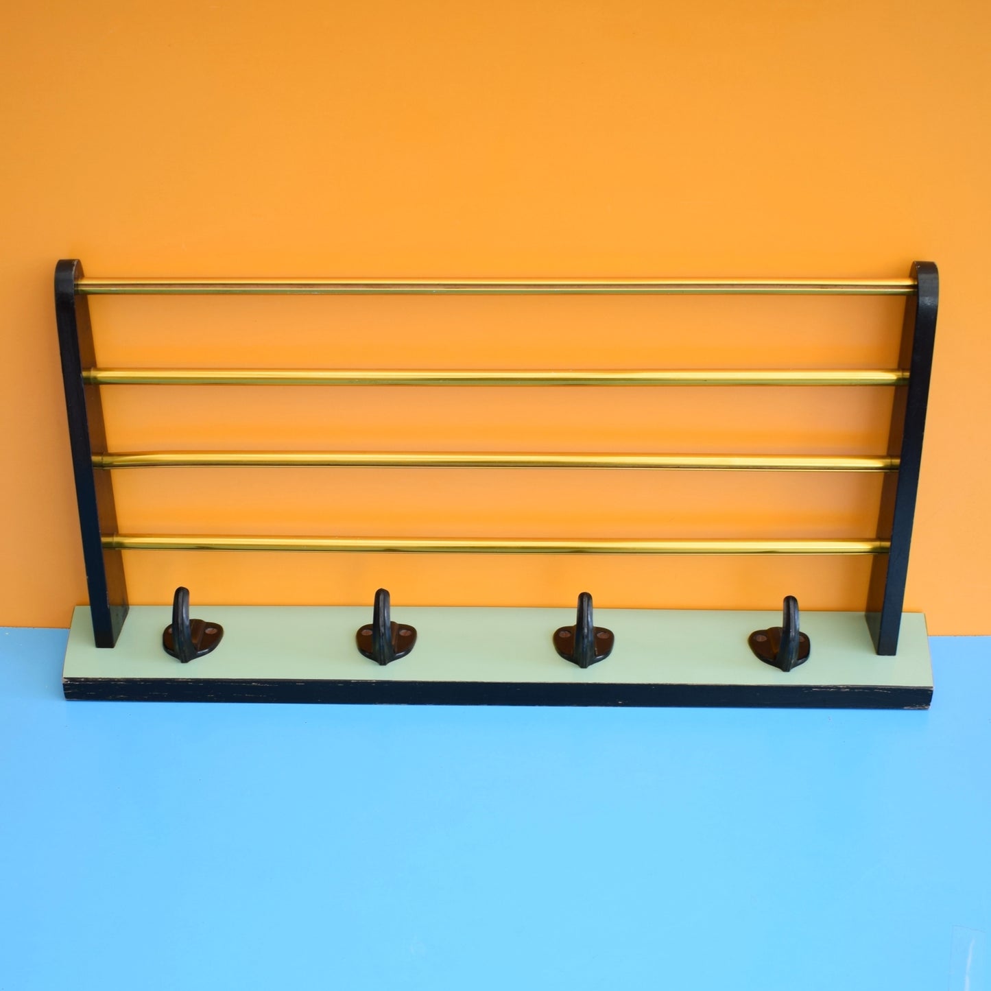 Vintage 1960s Wall Hook Rack - Formica