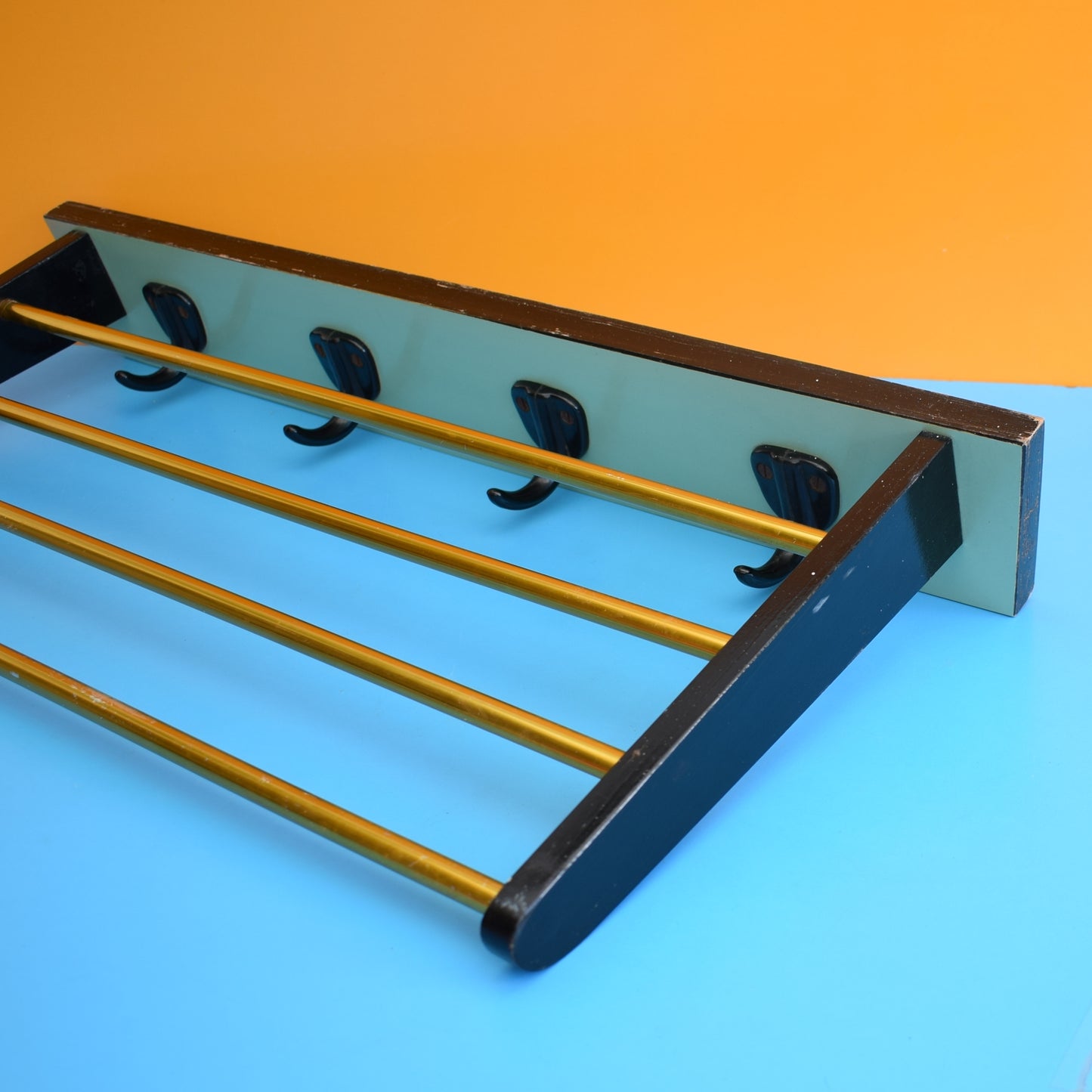 Vintage 1960s Wall Hook Rack - Formica