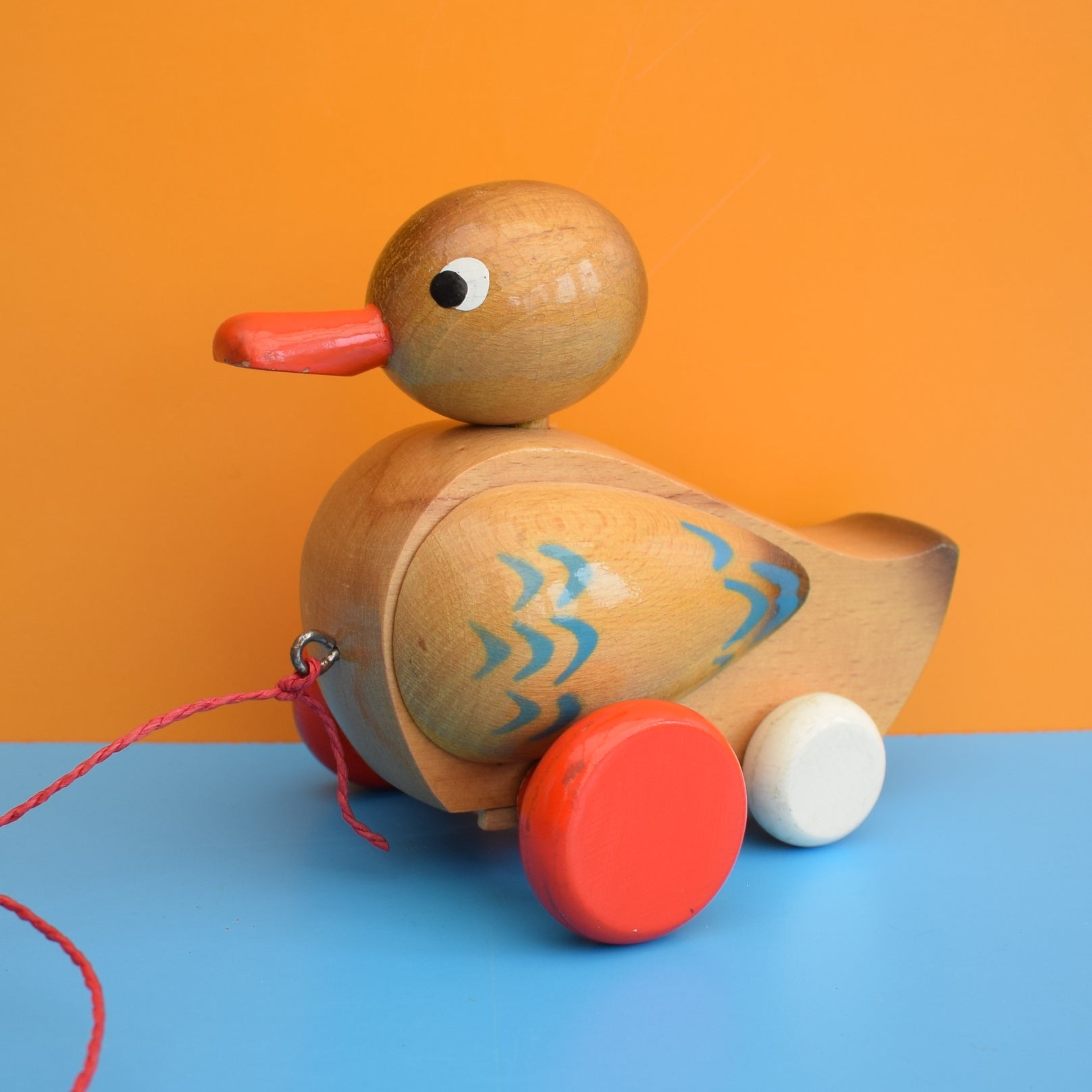 Vintage wooden duck pull 2024 toy