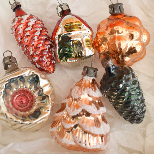 Vintage 1950s Glass Christmas Baubles - Special