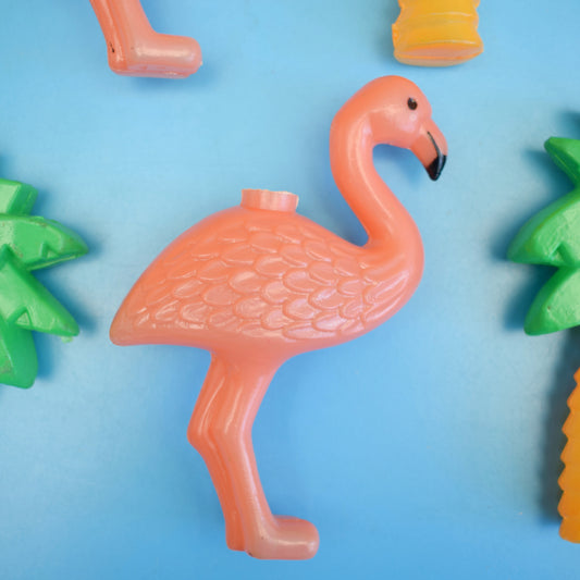 Vintage 1980s String Light Covers - Flamingos/ Palm Trees