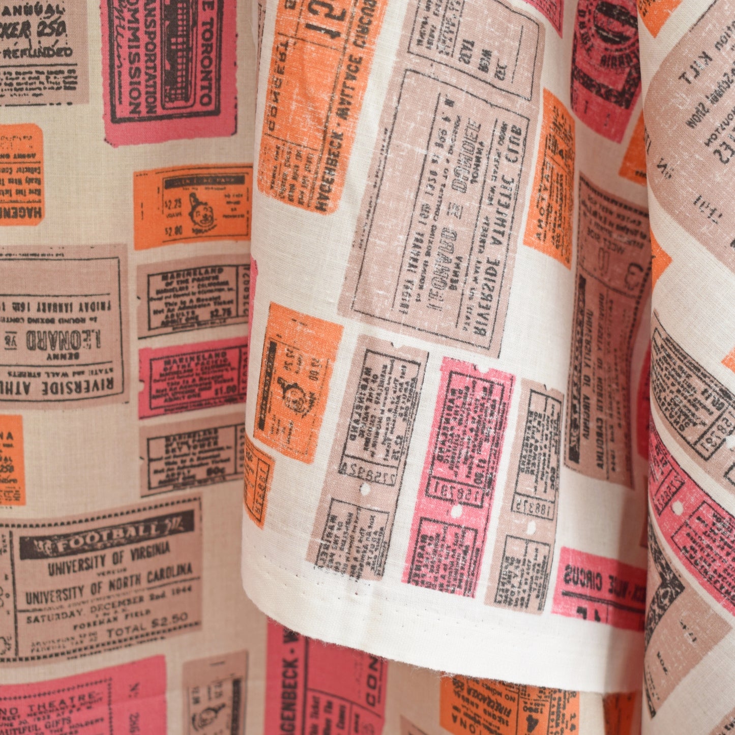 Vintage Fabric - American Bus Ticket Design