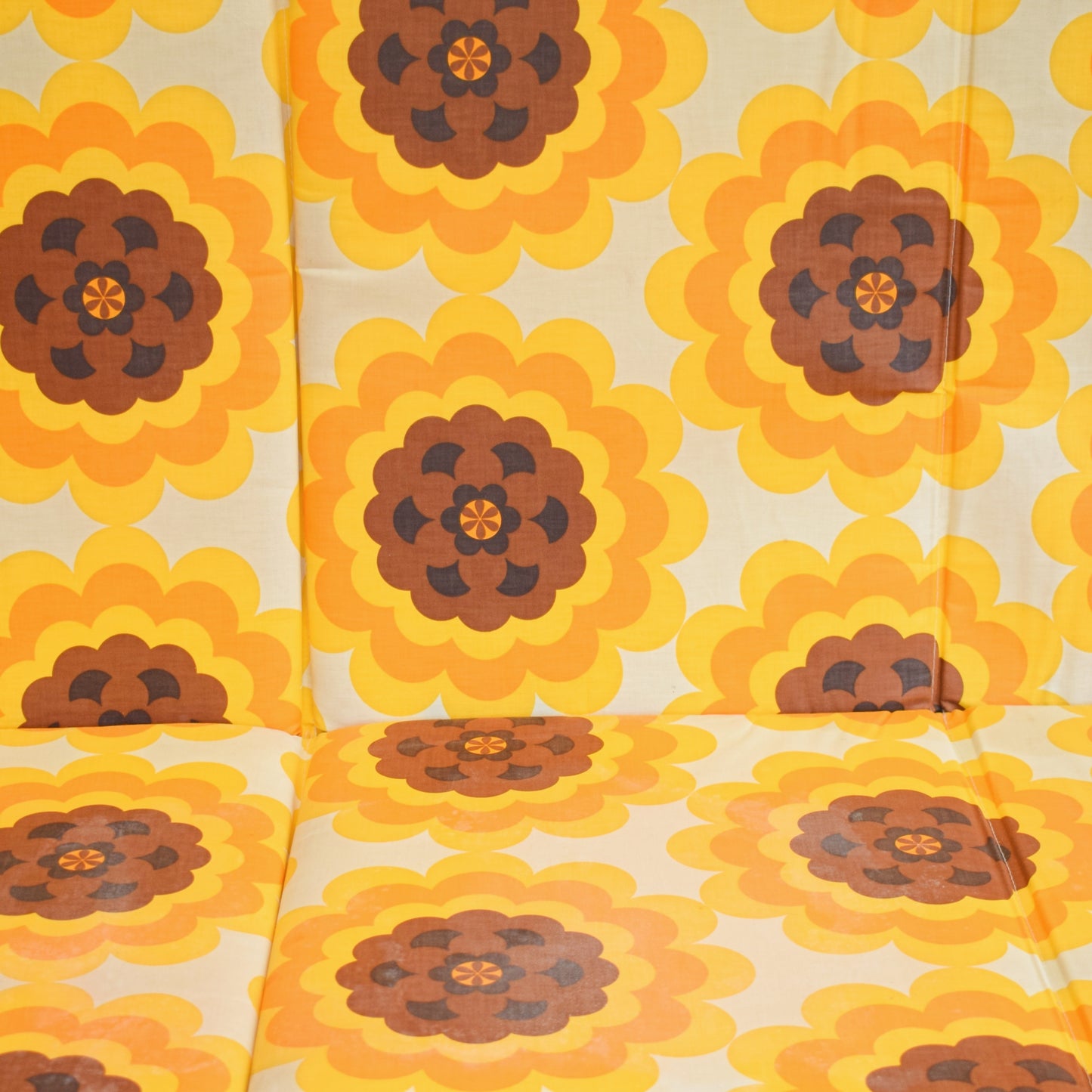 Vintage 1970s Folding Cushion - Yellow Flower