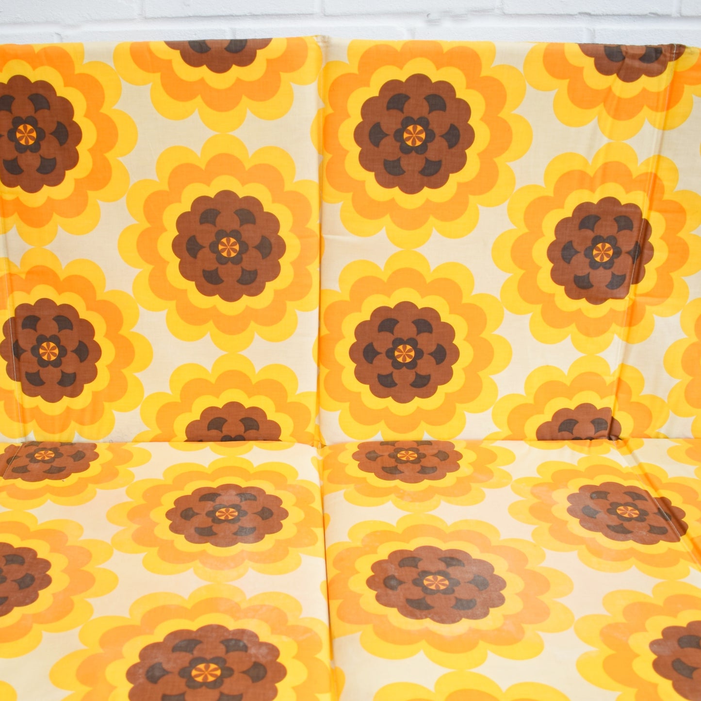 Vintage 1970s Folding Cushion - Yellow Flower